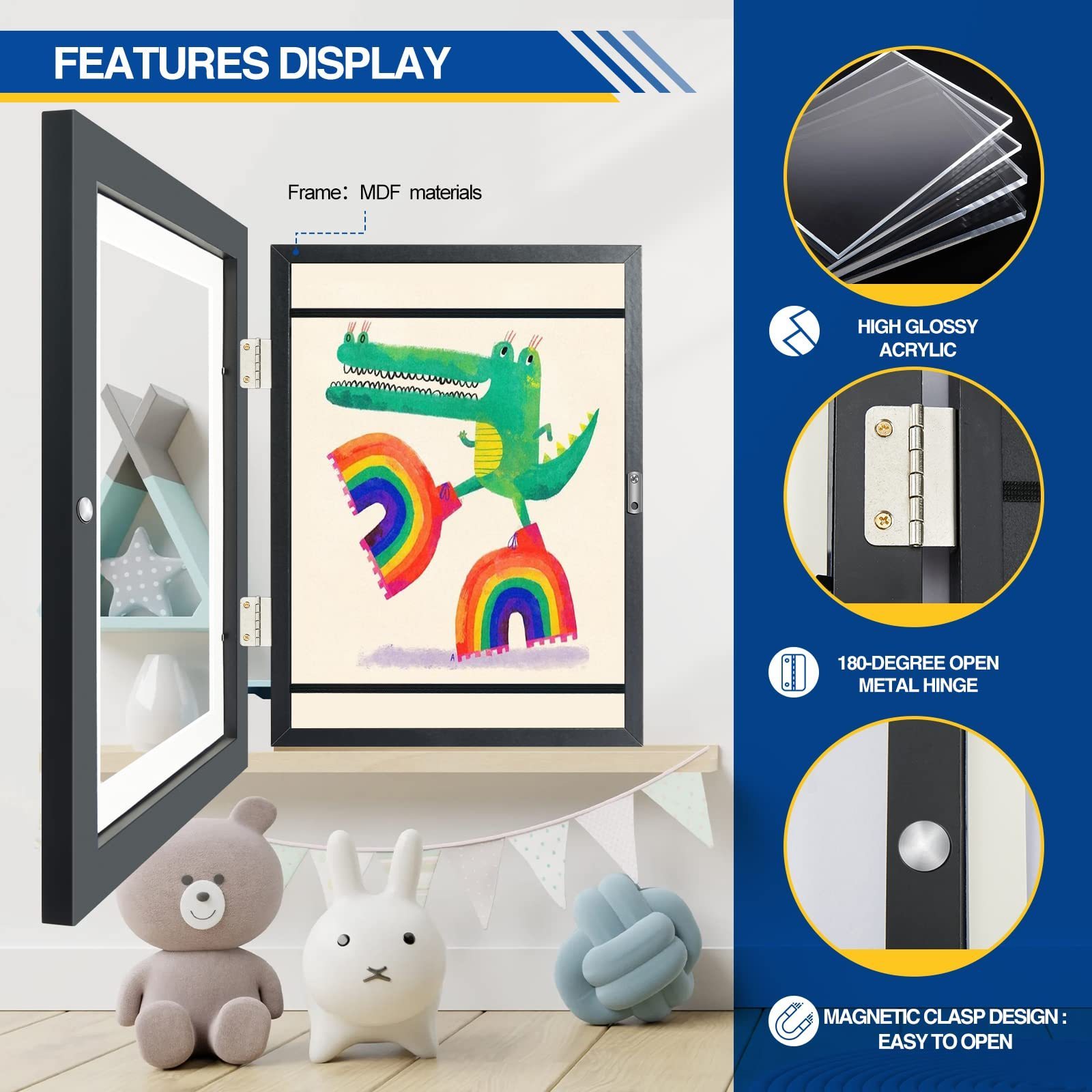 2023 Wall Picture Frame Front Opening Kids Art Picture Frame Kids Artwork Display Children Art Projects Kids Art Frames