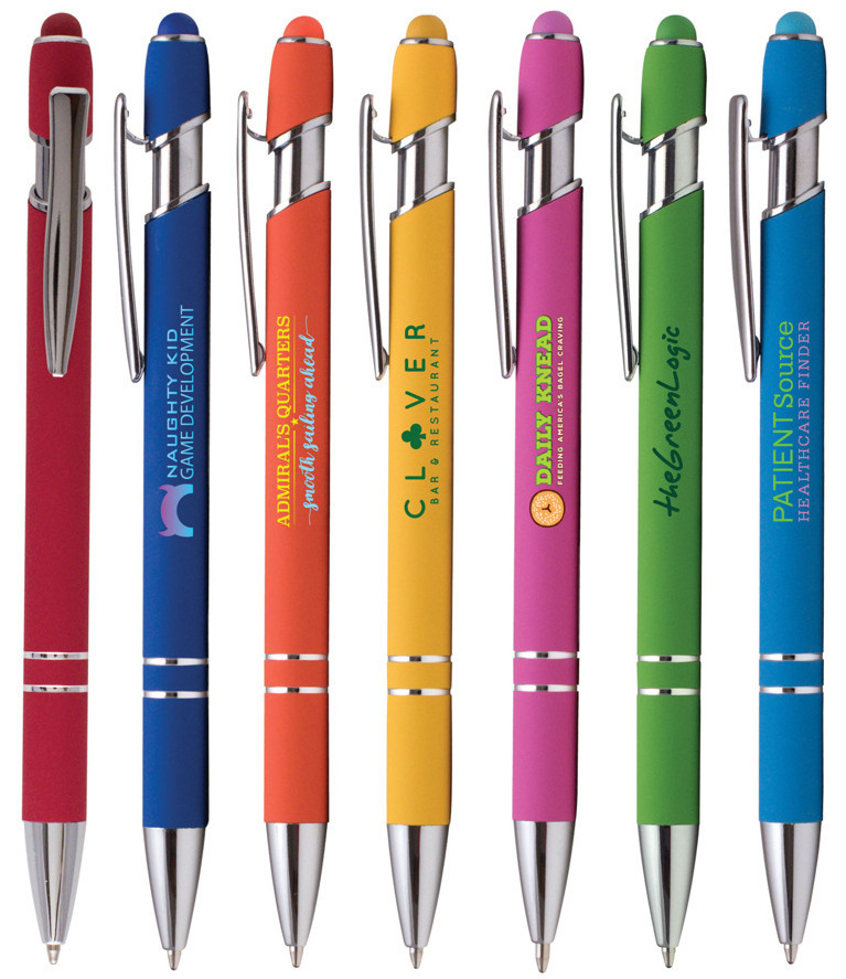 HelloWorld rubber finished metal ballpoint pen stylus