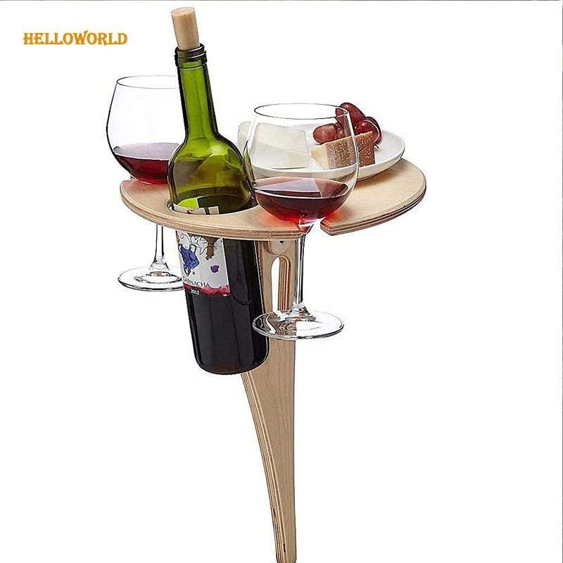 Spot Outdoor Portable Wine Folding Wine Rack Lawn Beach Detachable Bamboo Wine Table mesa redonda meja lipat umbrella side tabl