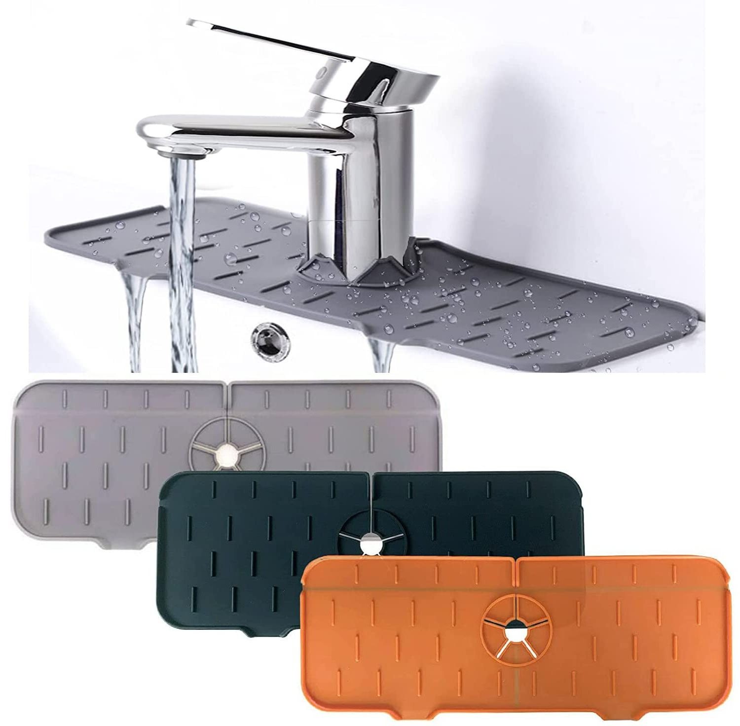 2022 Hot Faucet Splash Guard Mat Silicone Kitchen Sink Draining Pad Faucet Water Catcher Mat Sink Splash Catcher Behind Faucet