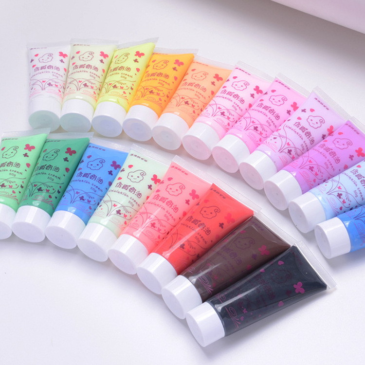 50g 50ml Whipped Cream F-ake Icing Clay Glue Decoden Whipped Simulation Cream For Phone Case Free Tip