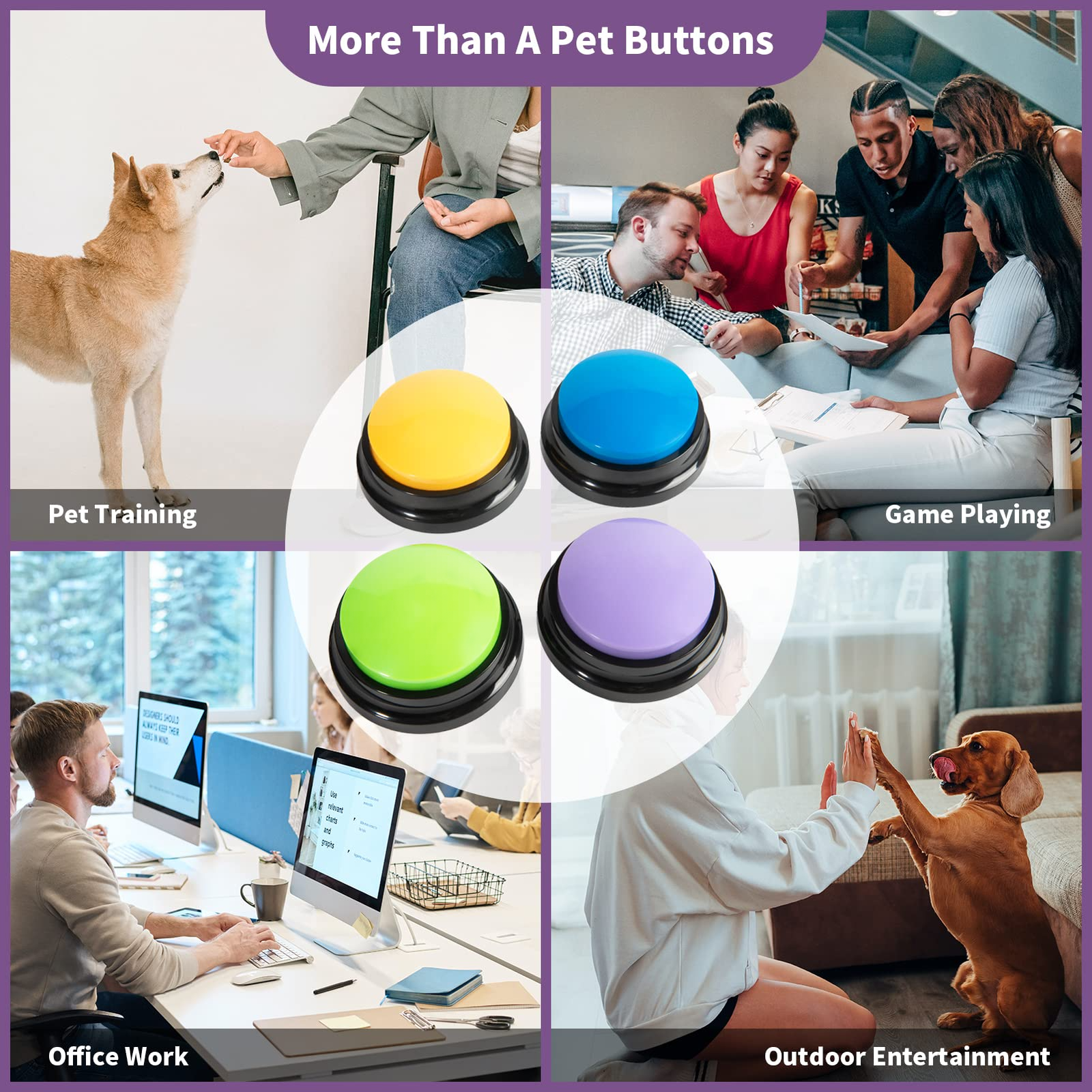 Recordable Talking Easy Carry Voice Recording Sound Button For Kids Pet Dog Interactive Toy Answering Buttons Party Noise Makers