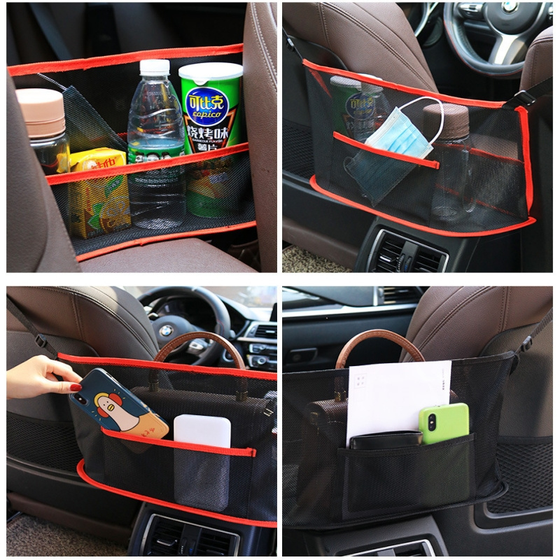 Car Net Pocket Handbag Holder Car Seat Storage Between Seat Storage Pet Net Barrier Dog Net Barrier Auto Interior Accessories