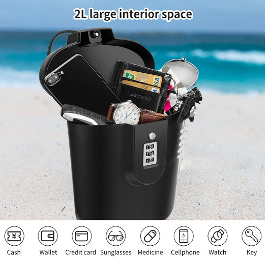 Outdoor Anti-theft Waterproof Combination Portable Beach Safe Box Protective Safety Box Travel Beach Lockbox/beach lock box