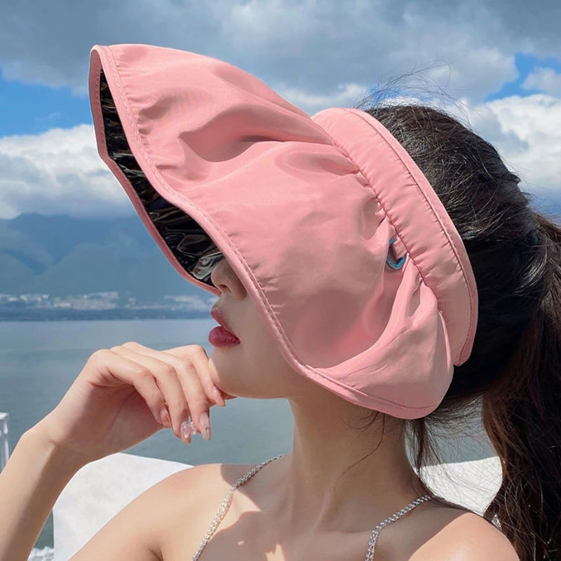 Summer Sun Protection Folding Sun Hat For Women Wide Brim Cap Ladies Beach Visor Hat Girl Holiday Uv Protection Sun Hat