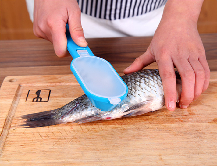 HelloWorld 1pc Fish Skin Brush Scraping Fishing Scale Brush Kitchen Accessories Fish Knife Cleaning Peeler Kitchen Gadgets