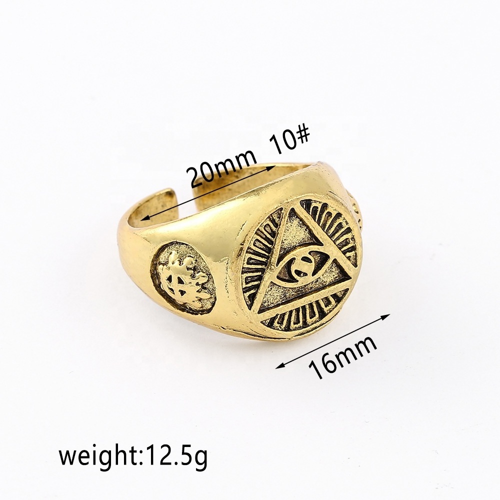 Antique Providence Illuminati Pyramid All Seeing Eye Stainless Steel Male Punk Jewelry Triangle Eye Men Ring/illuminati ring