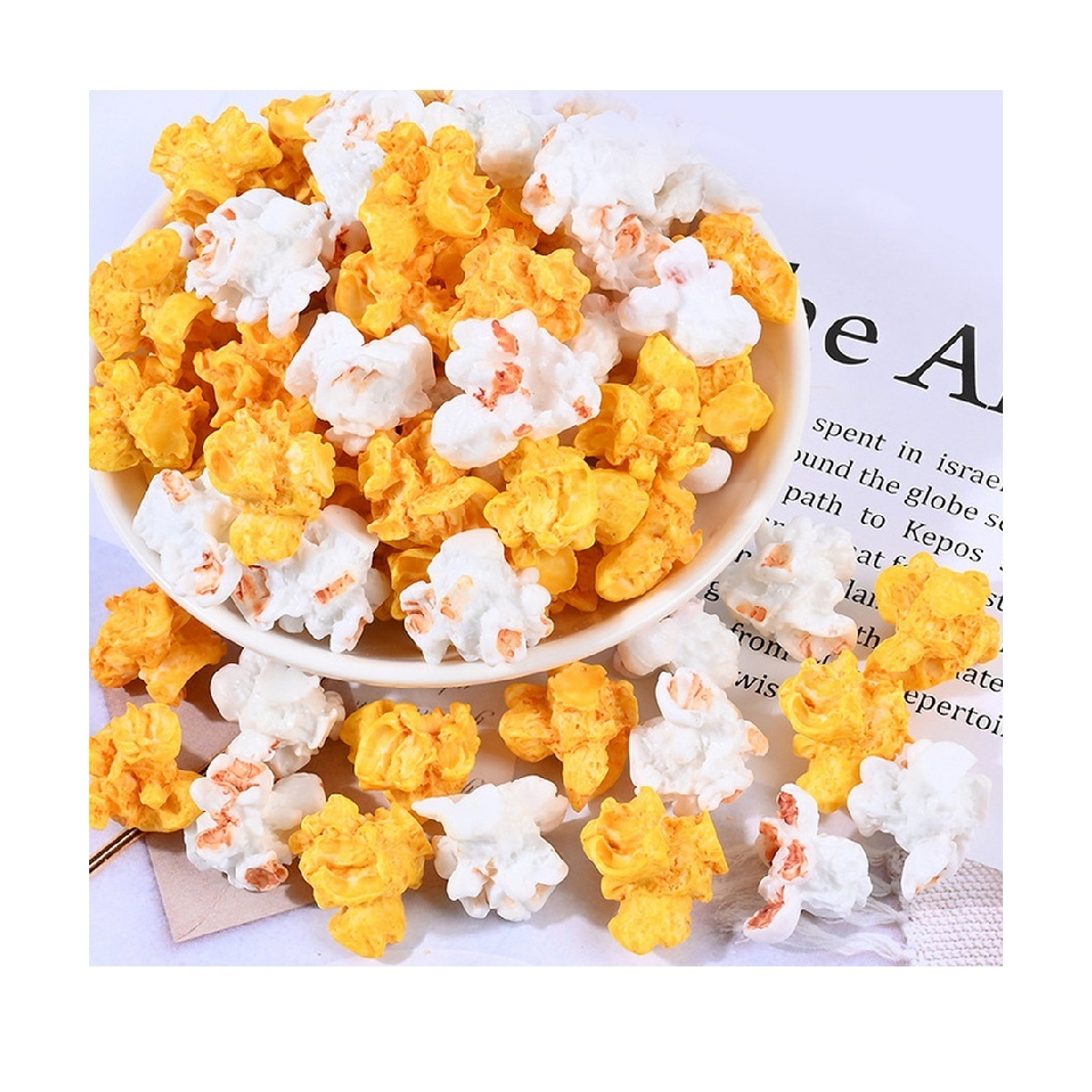 Lotuz Simulation Popcorn Slime Charms 3d Miniature Fake Food Resin Charms Jewelry Making Accessories Scrapbooking Ornament