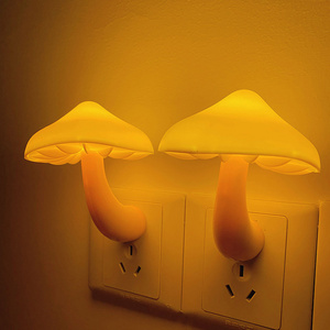 Led Night Lamp Mushroom Wall Lamps Socket Eu Us Plug Warm White Light Sensor Bedroom Lamp Home Decor