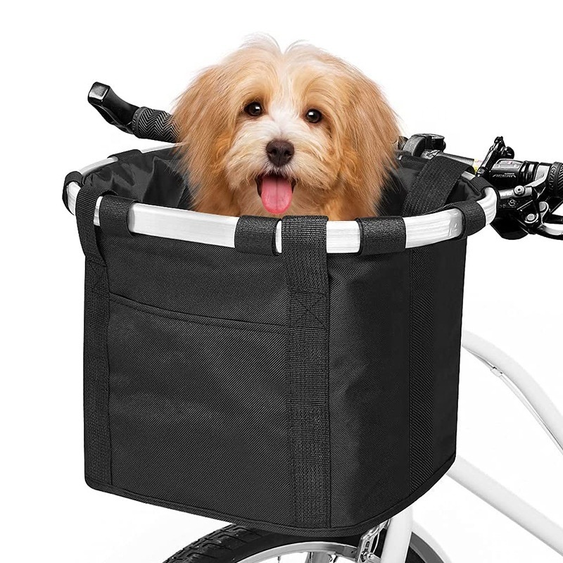 Pop Duck Quick Release And Easy Install Detachable Folding Handlebar Basket Cycling Bag Carrier Pet Dog Bike Bicycle Basket