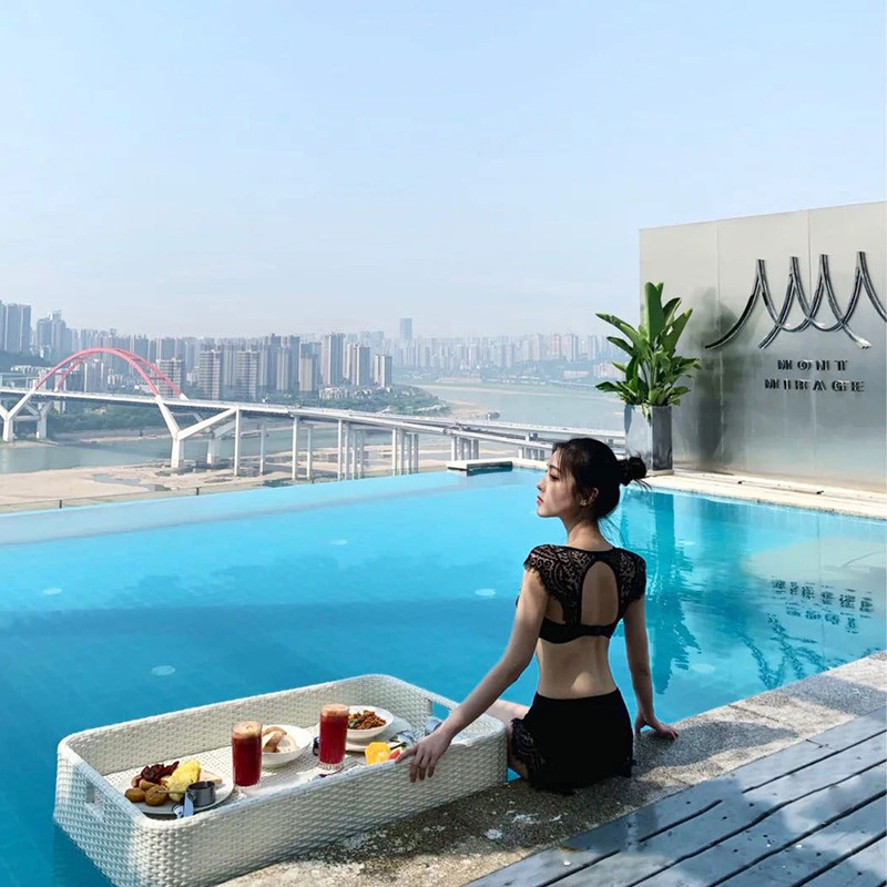 HelloWorld Custom Good Price Swimming Pool Floating Tray Used For Serving Breakfast Luxury Floating Tray