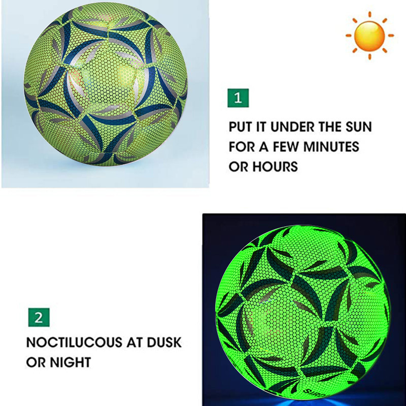 Glow In The Dark Football Luminous Night Reflective Footballs Holographics Glowing Soccer Ball Size 4 5 Outdoor Team Train Ball