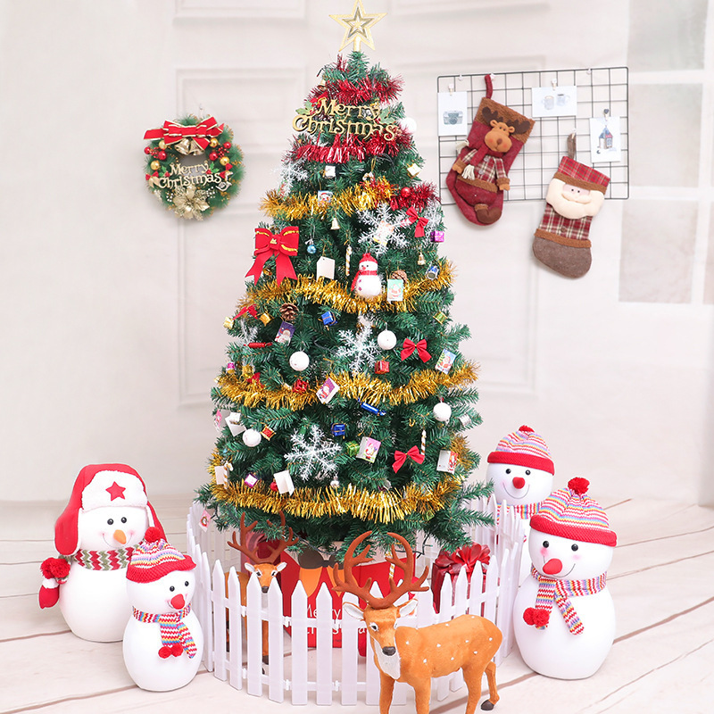 HelloWorld Festival Decoration Green Pvc Artificial Branch Christmas Tree Decorated Arbol De Navidad With Most Xmas decoration Set