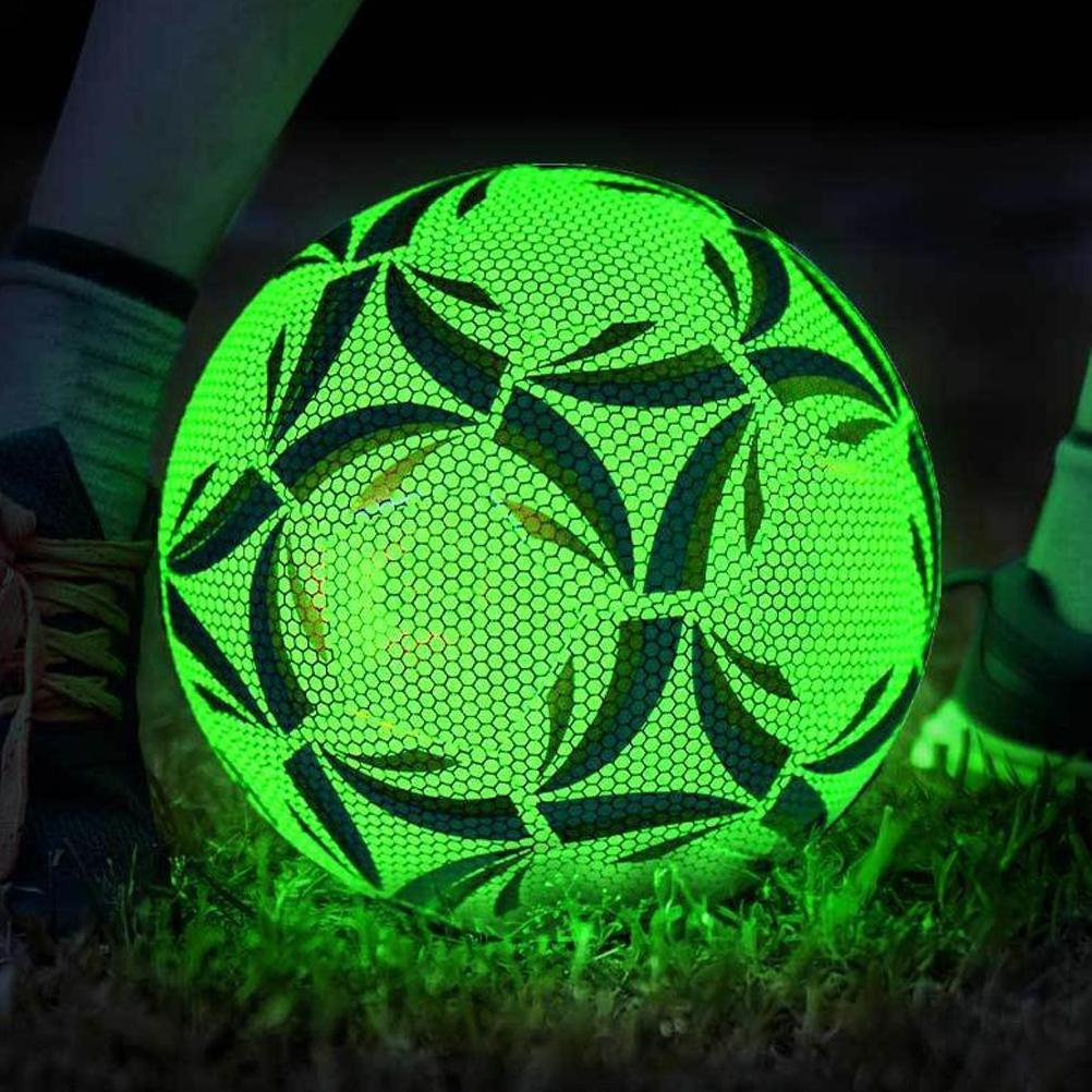 Glow In The Dark Football Luminous Night Reflective Footballs Holographics Glowing Soccer Ball Size 4 5 Outdoor Team Train Ball