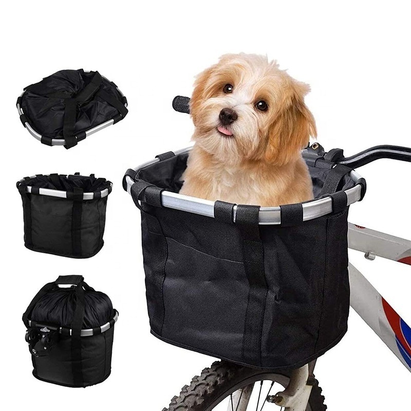 Pop Duck Quick Release And Easy Install Detachable Folding Handlebar Basket Cycling Bag Carrier Pet Dog Bike Bicycle Basket