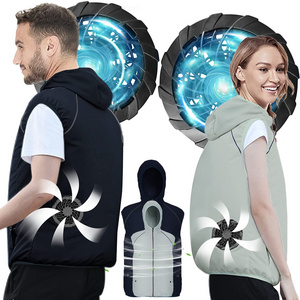 HelloWorld Cooling Vest Air Conditioner Fan Vest jacket With 2 Fans Usb Cable Wearable Fan Vest Sleeveless For Hot Summer