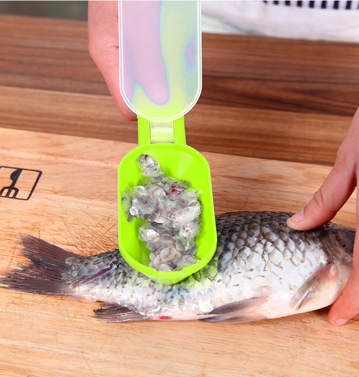 HelloWorld 1pc Fish Skin Brush Scraping Fishing Scale Brush Kitchen Accessories Fish Knife Cleaning Peeler Kitchen Gadgets