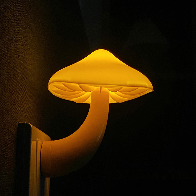 Led Night Lamp Mushroom Wall Lamps Socket Eu Us Plug Warm White Light Sensor Bedroom Lamp Home Decor