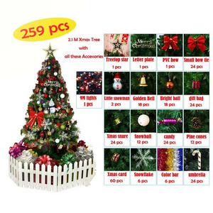 HelloWorld Festival Decoration Green Pvc Artificial Branch Christmas Tree Decorated Arbol De Navidad With Most Xmas decoration Set