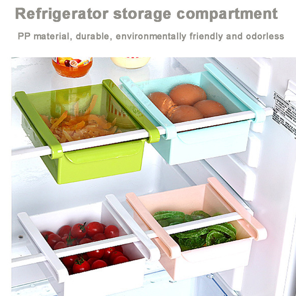 HelloWorld r Rack Shelf Holder Storage Boxes Bins Plastic Box Kitchen Fridge Freezer Slide Drawer type Space Saver Storage Organize