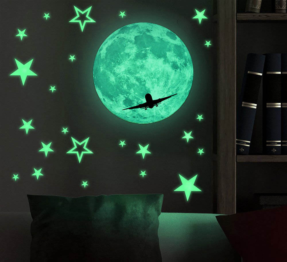 HelloWorld Custom Kids Room Night Glow In The Dark Luminous House Wall Ceiling Modern Decoration Star Moon Sticker Glowing 3d Number Decal