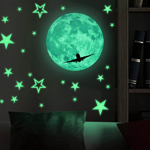 HelloWorld Custom Kids Room Night Glow In The Dark Luminous House Wall Ceiling Modern Decoration Star Moon Sticker Glowing 3d Number Decal