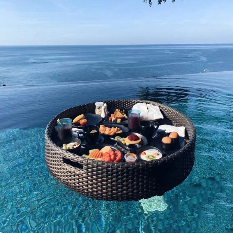 HelloWorld Custom Good Price Swimming Pool Floating Tray Used For Serving Breakfast Luxury Floating Tray