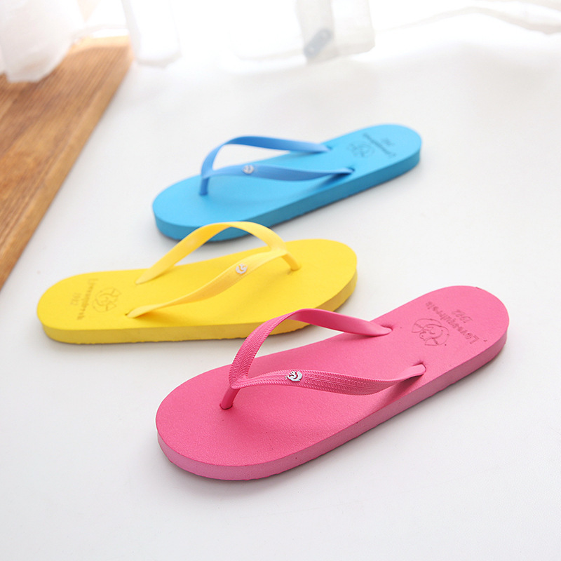 Simple Solid Color Slippers Flip Flops Women Summer Casual Non-slip Couple Flip Flops Breathable Beach Slippers