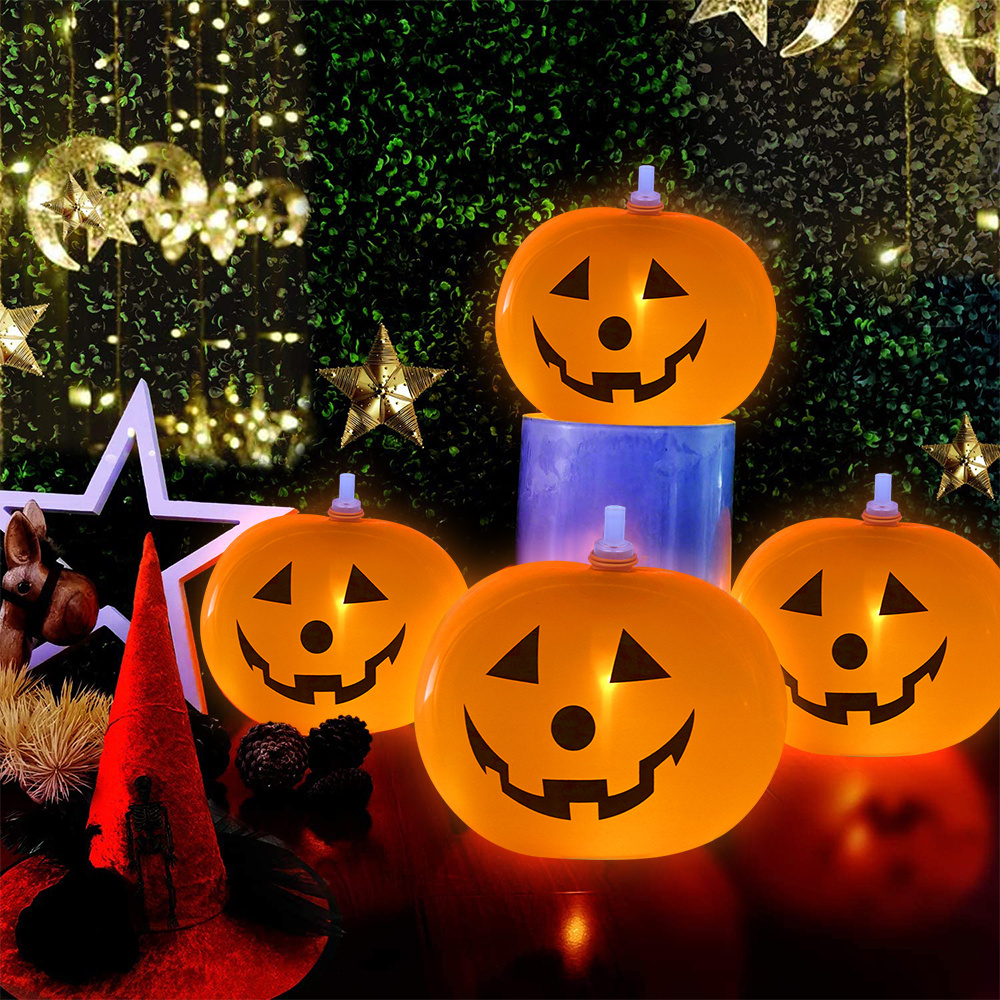 Pumpkin Led Light Up Balloons Led Balloons Flashing Light Neon Party Supplies For Halloween Birthday Festival Decorations