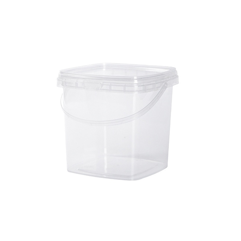 PP food grade clear square with plastic handle and lid  plastic bucket