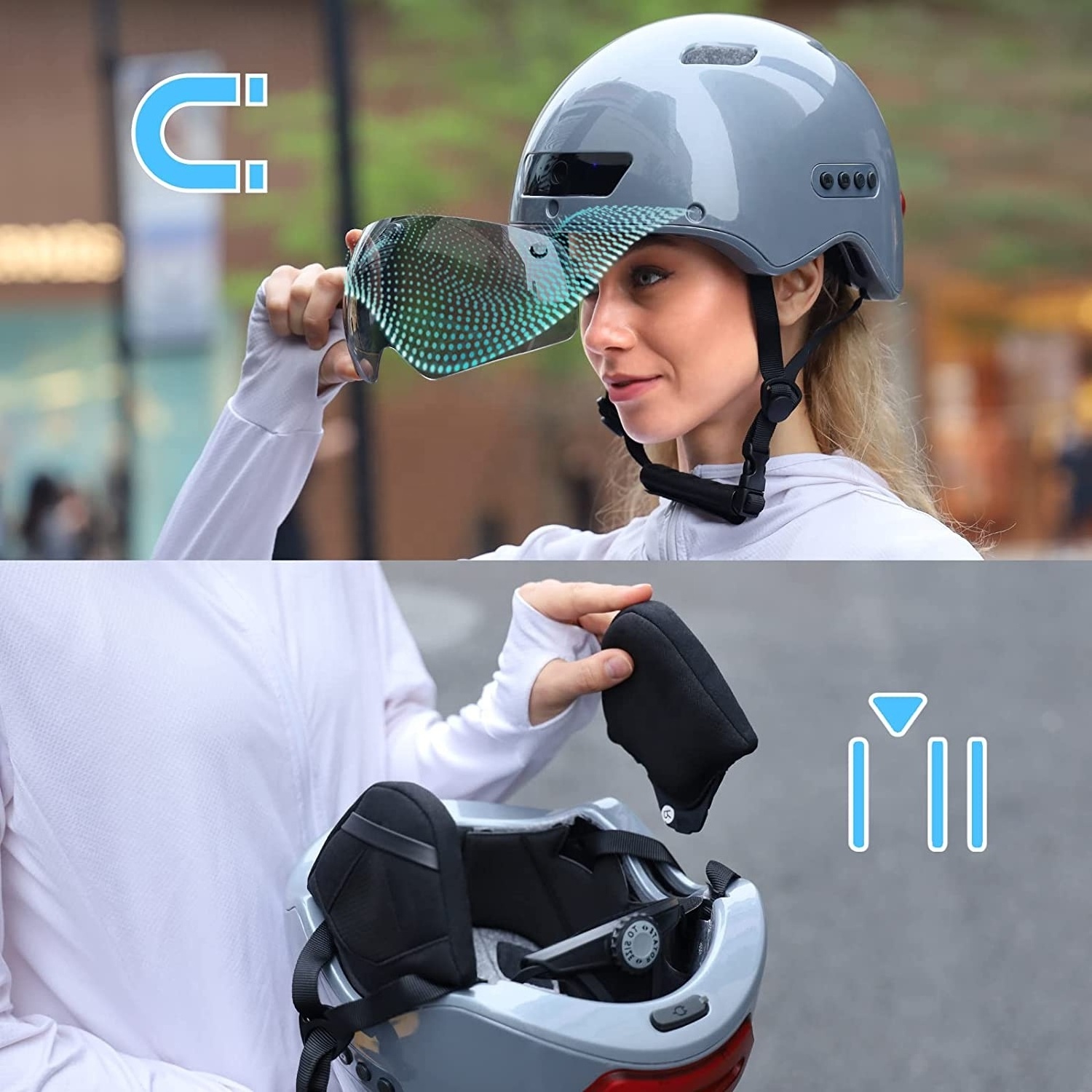 Usb Led Flashlight cycle bike led motorcycle smart helmet safety with camera