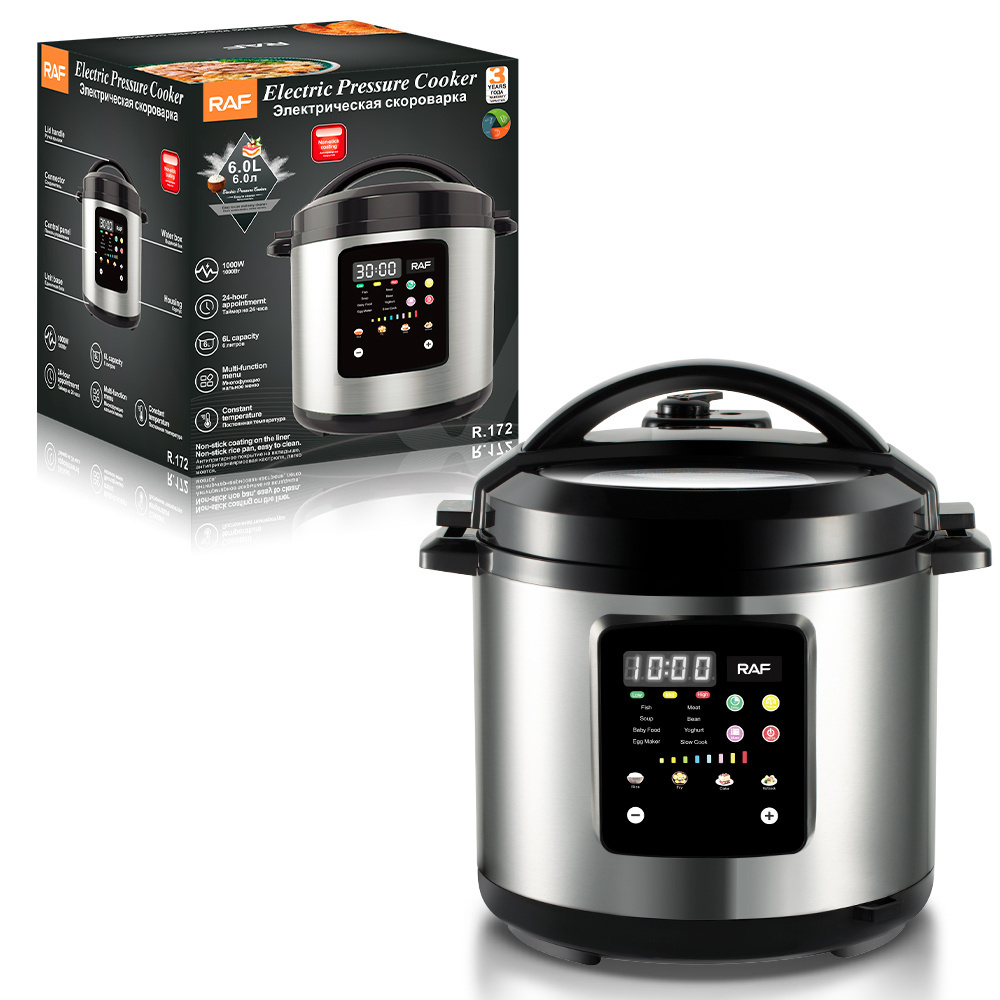 6L Pressure Cooker Rice Cooker Slow Cooker Yogurt Maker Instant Multi-function 12 Presets Black