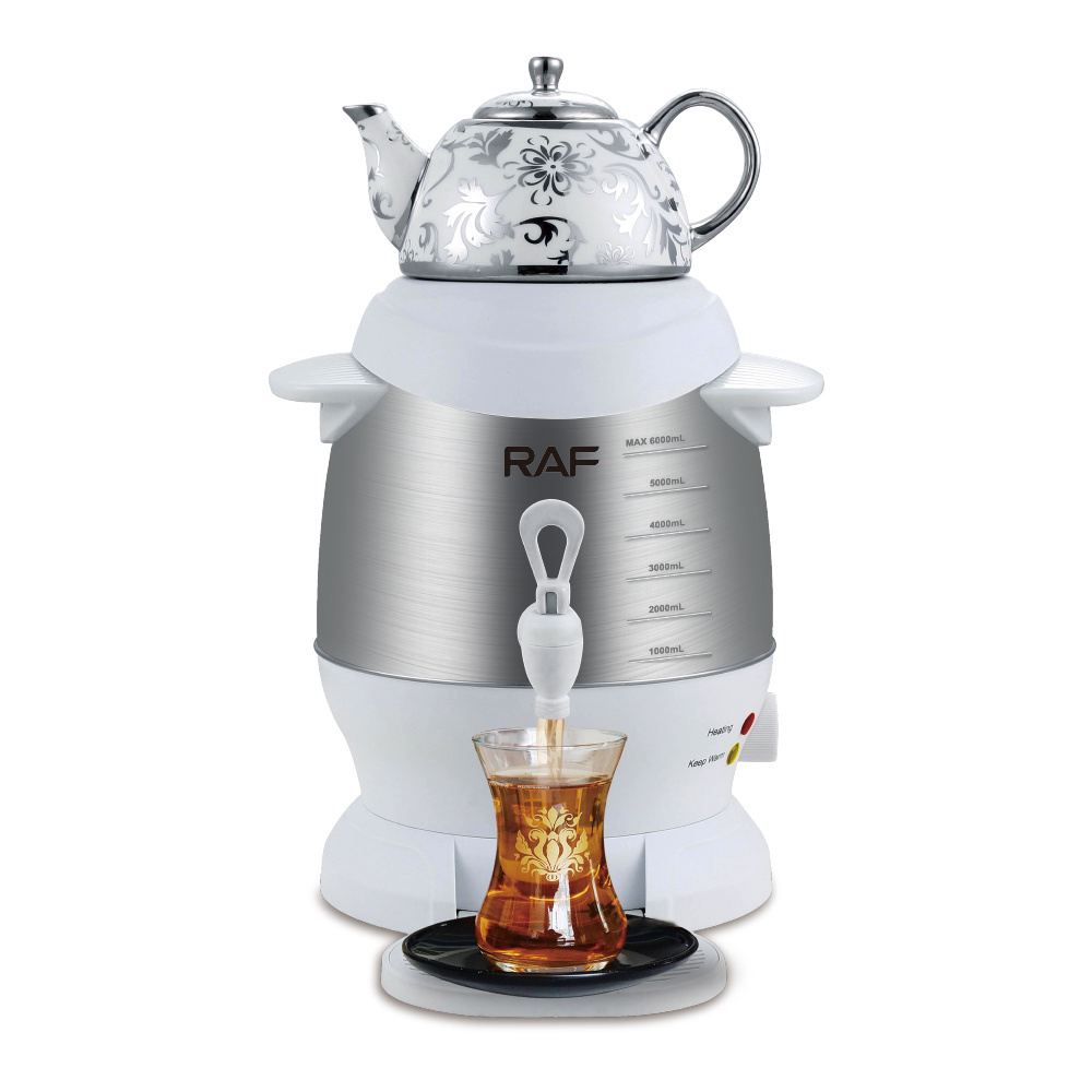 Popular Electric Samovar 6 Litre Tea Pot Stylish Turkish Russian Stainless Steel Tea Maker