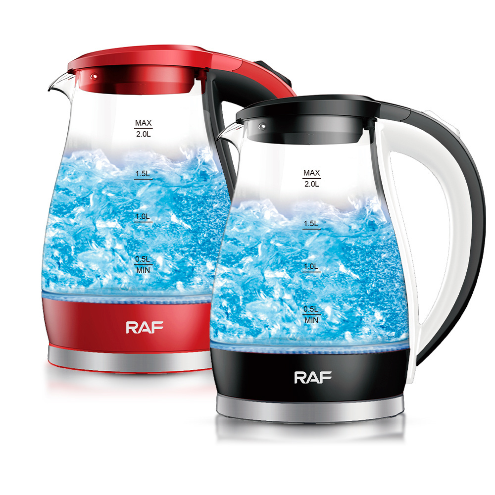 RAF New Design Electric Water Kettle Glass Body BPA Free Interior 2 Litre 2000w Glass Kettle