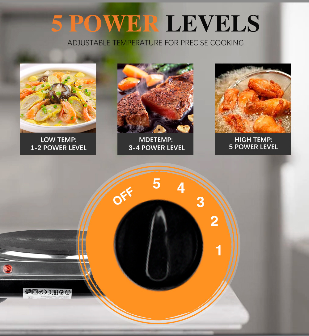 Flat bottom electric stove for cooking smart hot plate 1500w electric hot plates