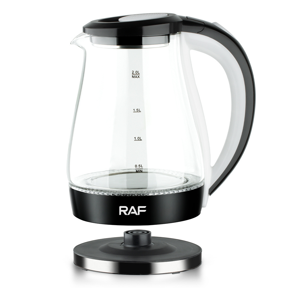 RAF New Design Electric Water Kettle Glass Body BPA Free Interior 2 Litre 2000w Glass Kettle