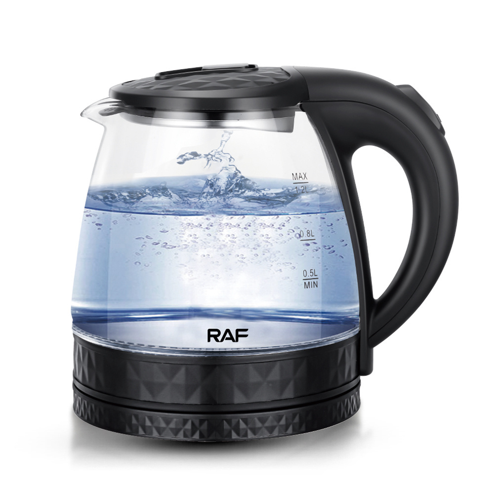 RAF Glass Kettle Blue LED Light Hot Sale Water Boiler 1.2L Home Use Coffee Electrical Tea Kettle