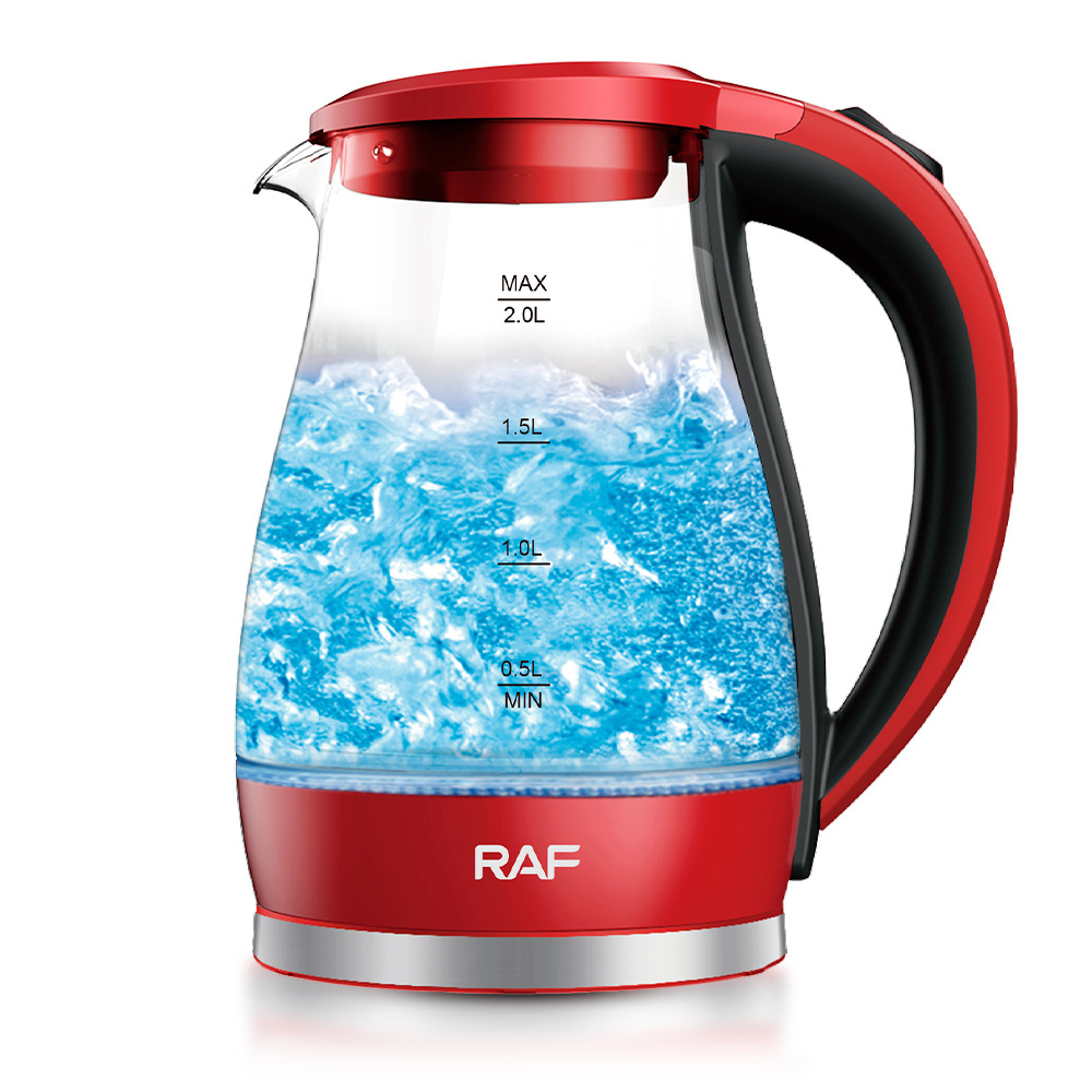 RAF New Design Electric Water Kettle Glass Body BPA Free Interior 2 Litre 2000w Glass Kettle