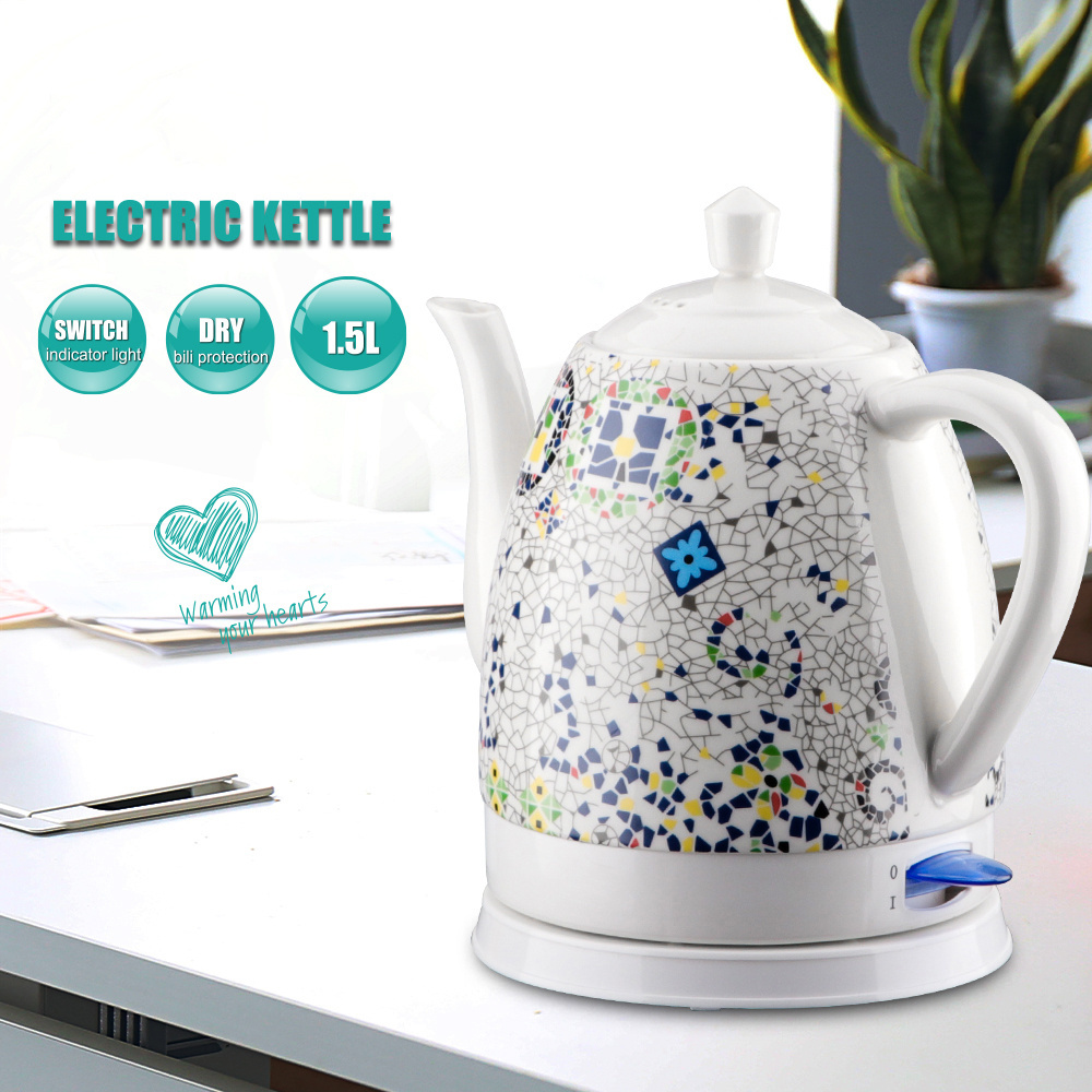 New Retro 1.5L Kettle Electric Tea Water Boiler Kettle Teapot Electric Ceramic Kettle