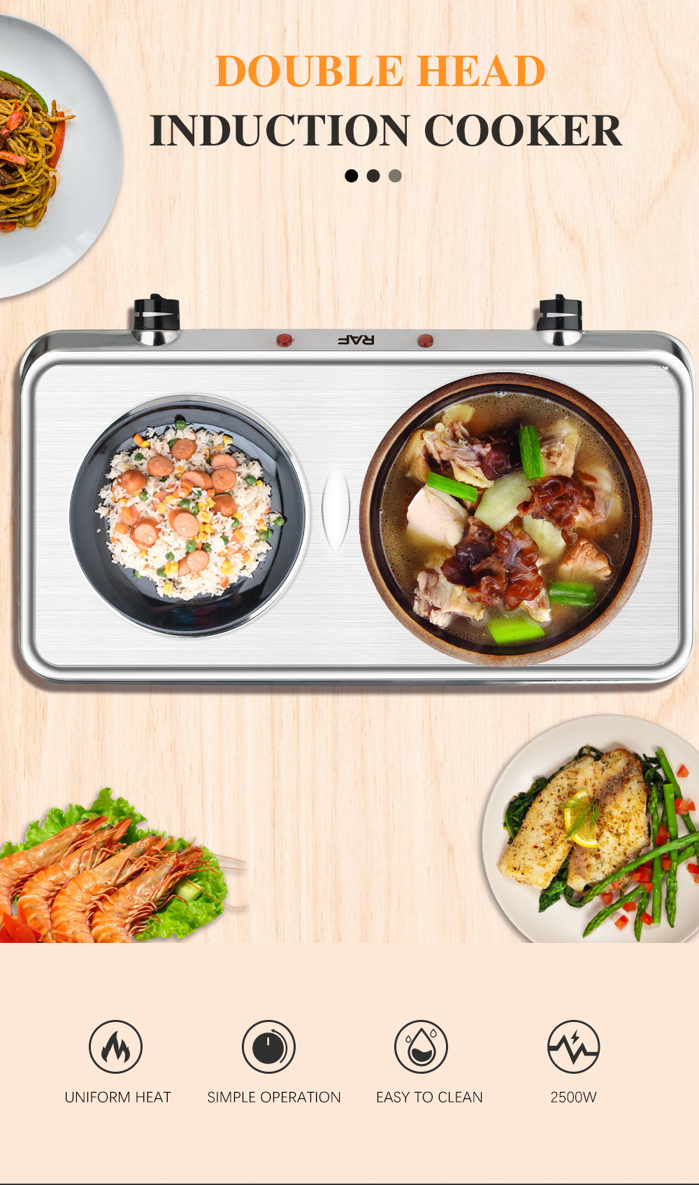 Newest Stainless Steel Countertop Electric Cooking Stove Countertop 2 Burner Electric Hot Plate