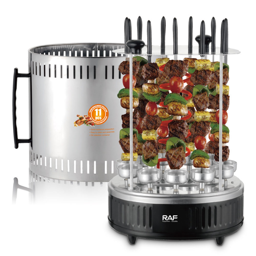 Popular Smokeless 11 Forks Automatic Rotisserie Barbecue Grills Rotating Vertical Grill  Skewers Electric BBQ Grill