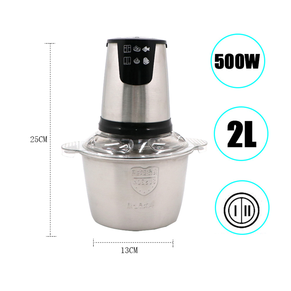 2022 Hot Multipurpose 2L Stainless Steel Yam Pounder Food Processors Chopper Electric Meat Grinder Slicer