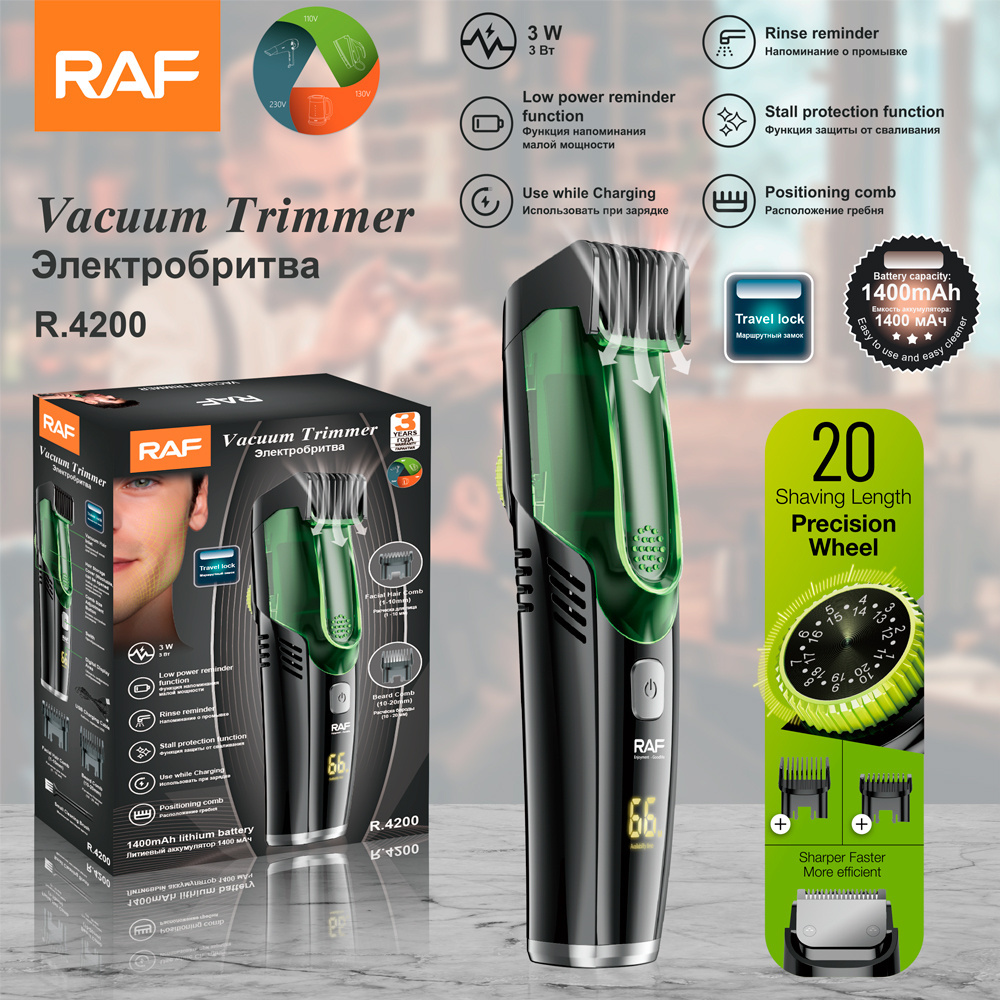 RAF Hot  Rechargeable Cordless Clippers Barber Vacuum Beard Trimmer Electric hair clippers for men