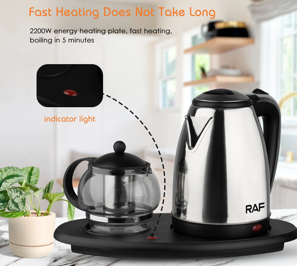 New Updating Coffee Tea Maker Water Boiler Glass Teapot Set Electric Kettle Tray Set With Infuser