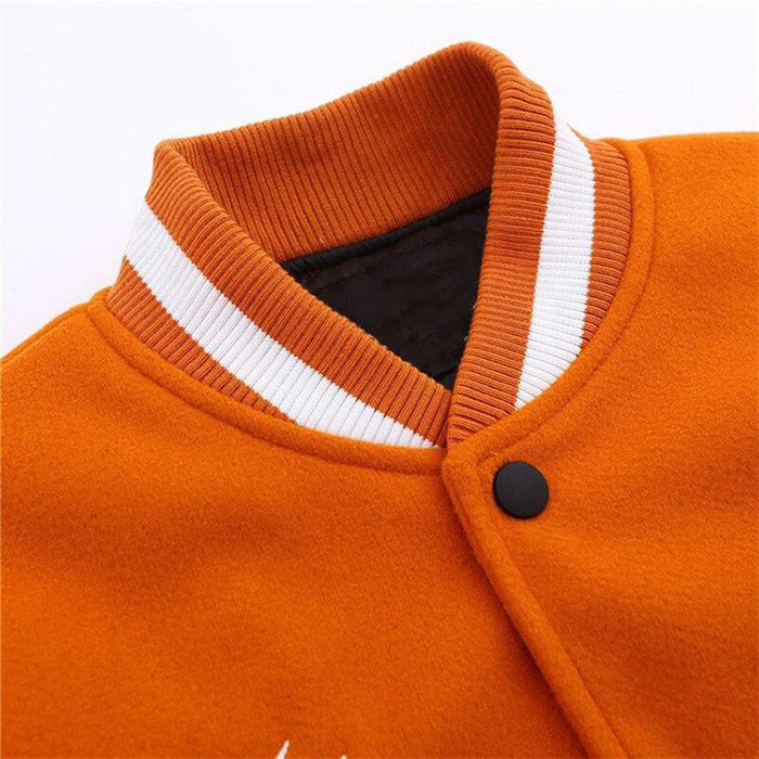 Wool Custom Logo Chenille Embroidery Baseball Letterman Jackets Men Vintage Blank Orange Sleeve Varsity Jacket sweatsuit For men