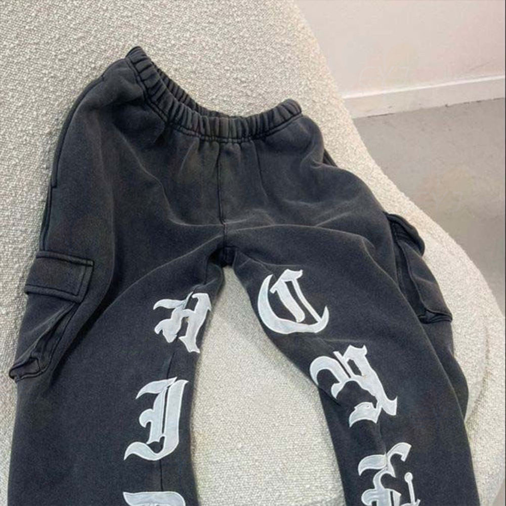 Custom Blank Plain Joggers Stacked sweatpants men Printing Logo Drawstring Casual Vintage Flared Sweatpants Pants Trousers