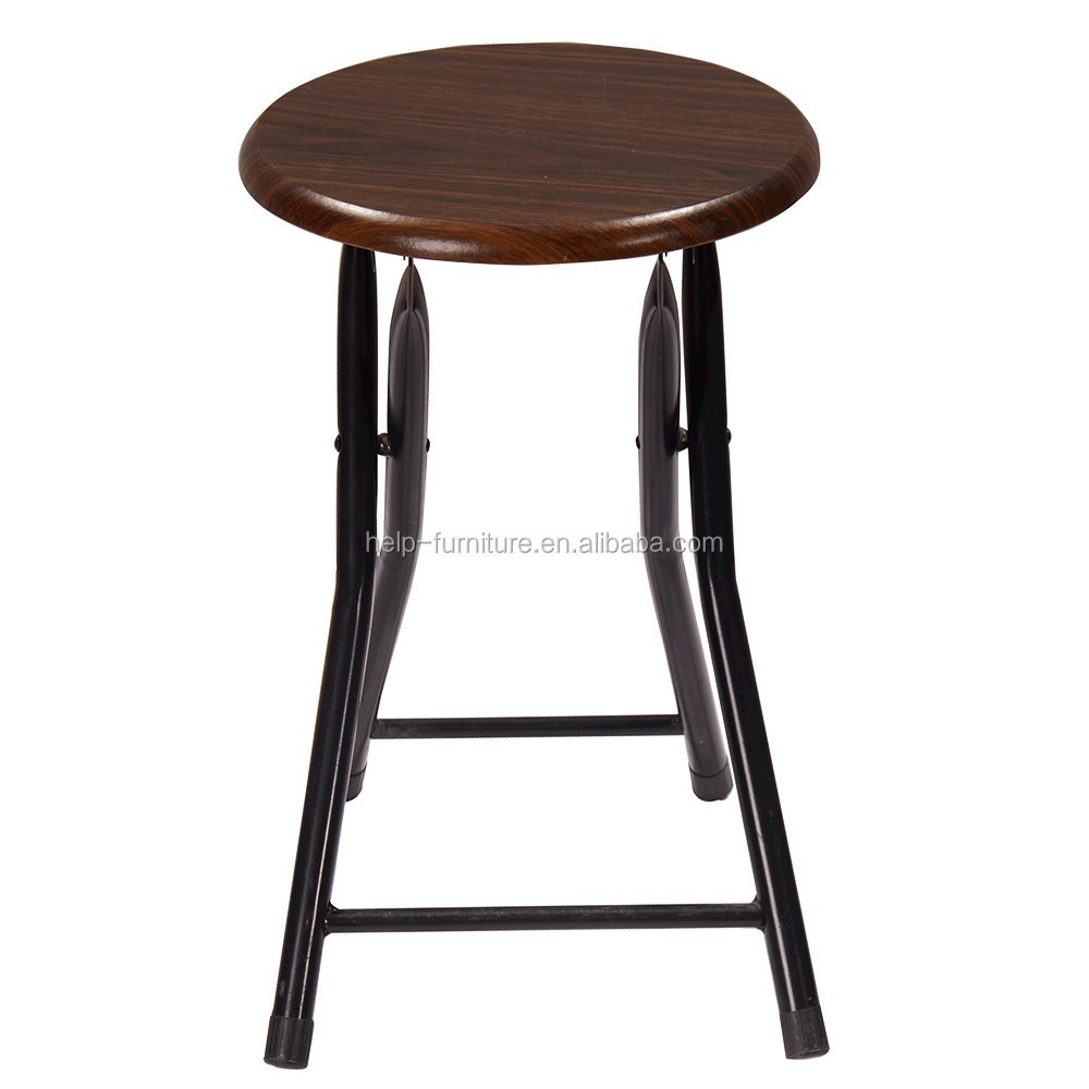 Round step folding stool with MDF board and PVC surface