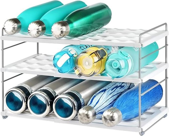 Water Bottle Organizer for Cabinet, Expandable Water Bottle Storage Rack