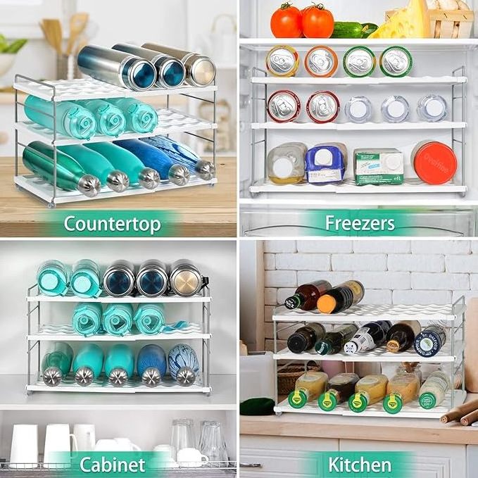 Water Bottle Organizer for Cabinet, Expandable Water Bottle Storage Rack