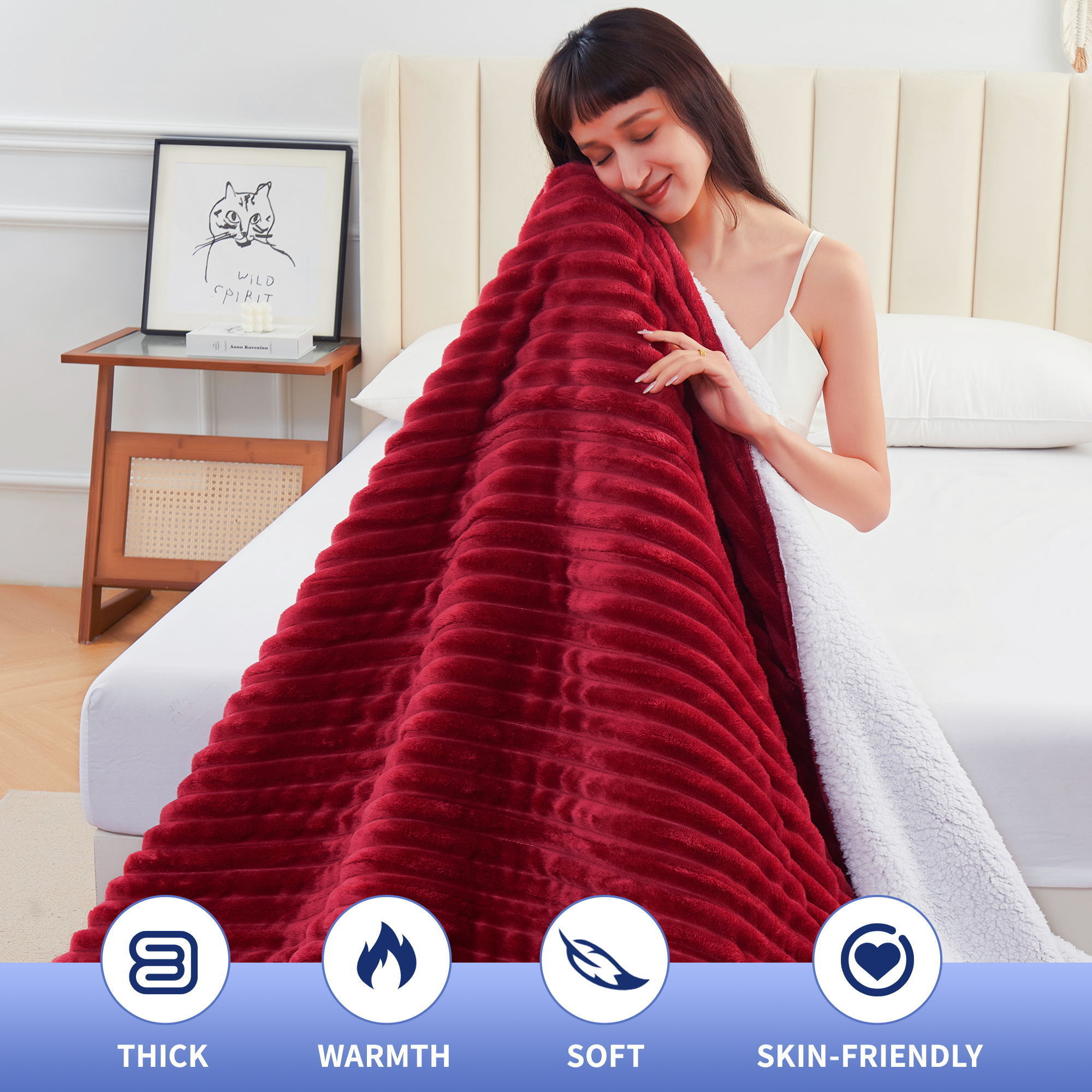 FREE SAMPLE Twin queen king size double bed massage electric under over heater heated throw blanket